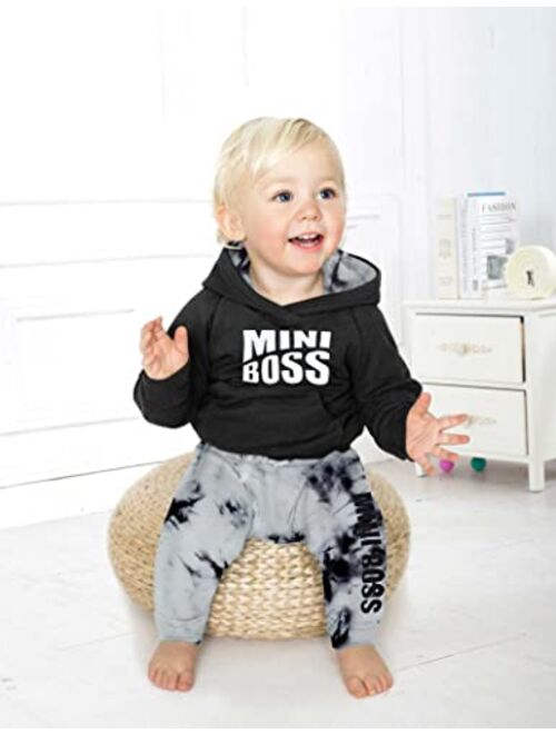 Von Kilizo Baby Boy Clothes Winter Outfits, Toddler Boy Clothes with Cute Dinosaur Infant Hoodie Sweatsuit Top + Pants 2PCS Set