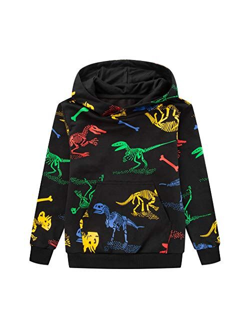 TLAENSON Kids Dinosaur Hoodies for Boys Girls Pullover Hooded Toddler Sweatshirt