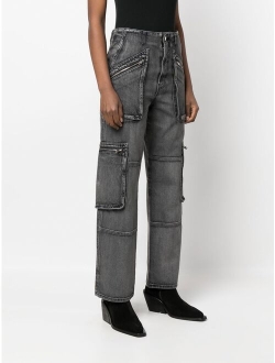 high-rise straight-leg jeans