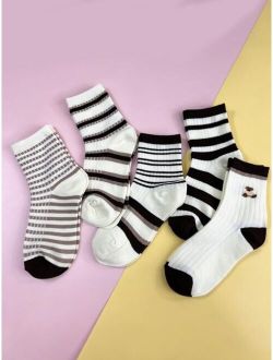 YWXinMei Baby & Mom 5pairs Kids Striped Pattern Crew Socks