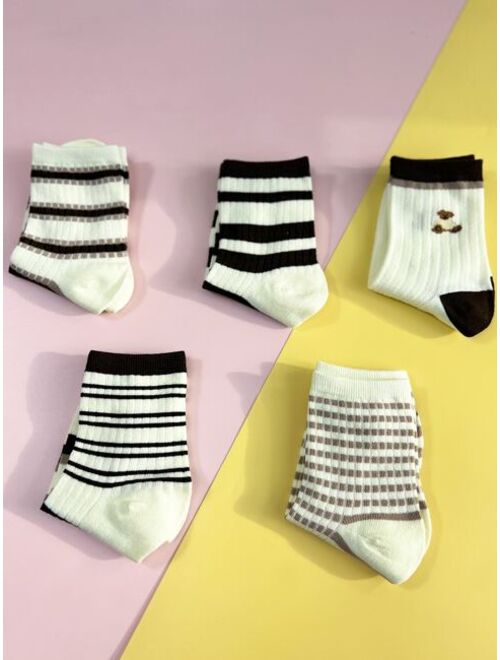 YWXinMei Baby & Mom 5pairs Kids Striped Pattern Crew Socks