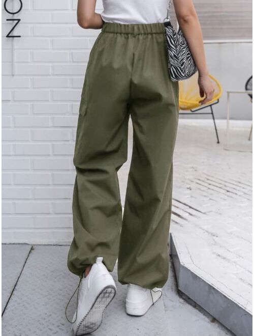 DAZY Flap Pocket Drawstring Hem Cargo Pants