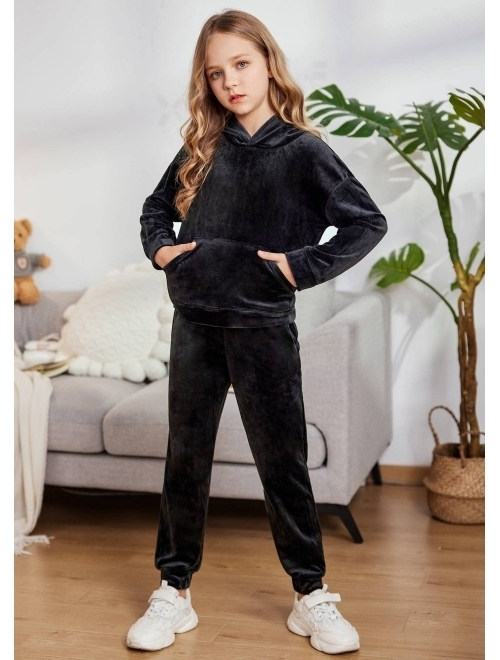 Arshiner Girls 2 Piece Hoodies Outfits Athletic Sweatpant and Sweatshirt Long Sleeve Tracksuit Clothing Sets