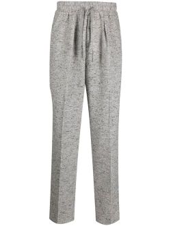 drawstring-waist straight-leg trousers
