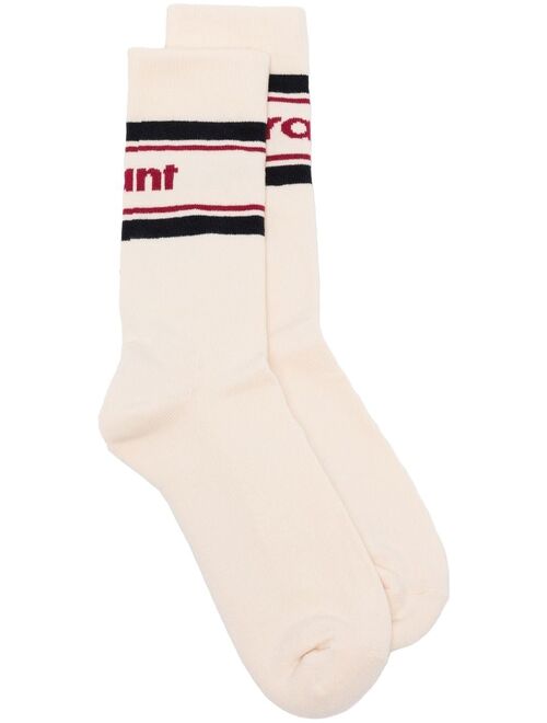 Isabel Marant intarsia-knit logo ankle socks
