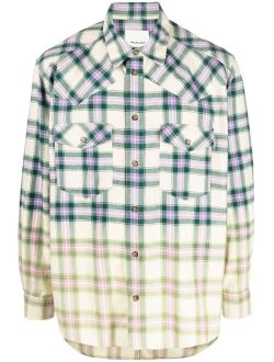 gradient-effect checked shirt