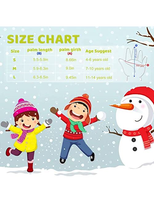 ThxToms Kids Winter Gloves, Waterproof Ski Snow Gloves for Boys and Girls, Winter Warm Gloves for Cold Weather Outdoor Play