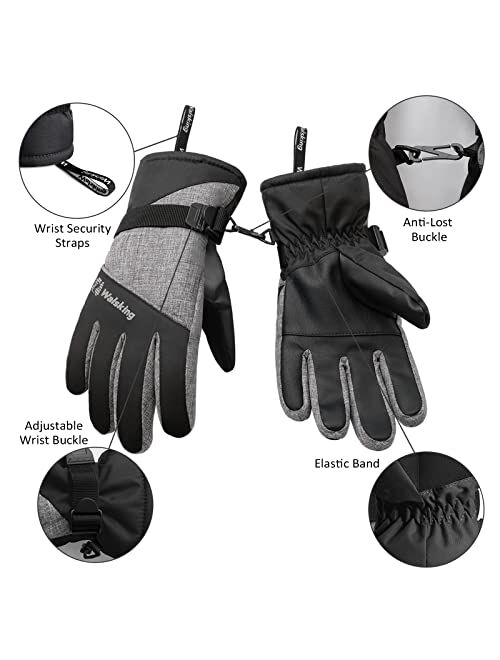 Walsking Kids Winter Snow&Ski Gloves-3M Thinsulate Waterproof Cold Weather Youth Gloves for Skiing,Snowboarding-Fits Boys and Girls