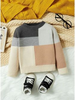 Baby Color Block Round Neck Sweater