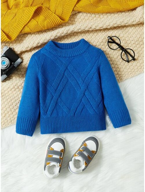 SHEIN Baby Argyle Knit Sweater