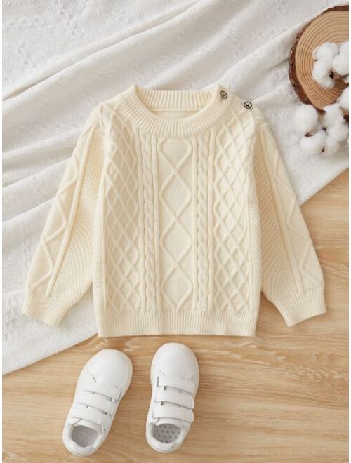 Shein Baby Cable Knit Button Detail Sweater