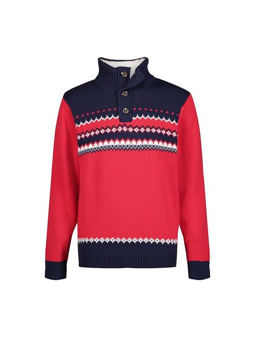 Boys 8-20 IZOD Fairisle Sherpa 1/4-Button Sweater
