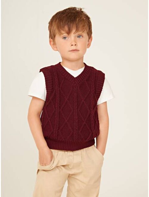 SHEIN Toddler Boys Argyle Textured Sweater Vest