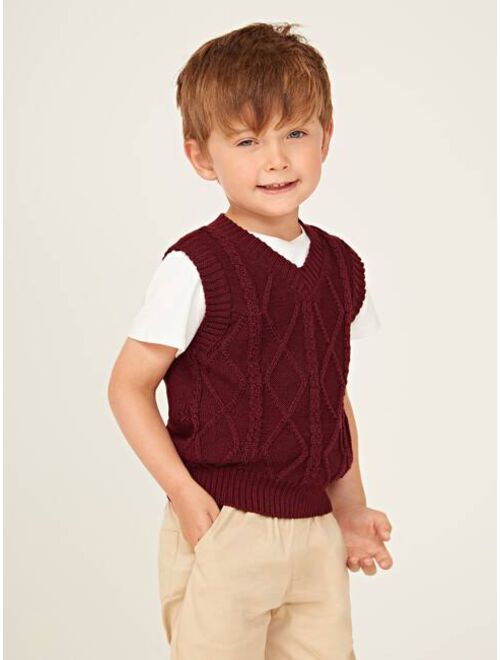 SHEIN Toddler Boys Argyle Textured Sweater Vest