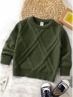Toddler Boys Solid Textured Knit Sweater