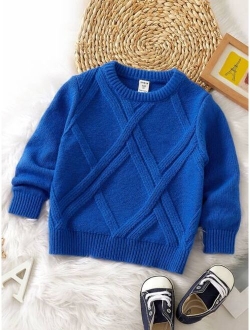 Toddler Boys Solid Textured Knit Sweater
