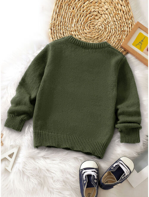 Shein Toddler Boys Solid Textured Knit Sweater