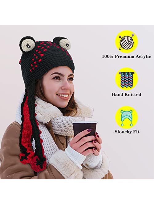 Aizami Knitted Winter Hat Knit Beanie Octopus Hat Unique Soft and Warm Hand Weave Hat for Women and Men