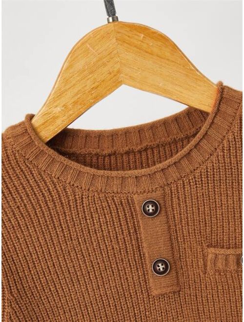 SHEIN Toddler Boys Button Detail Sweater