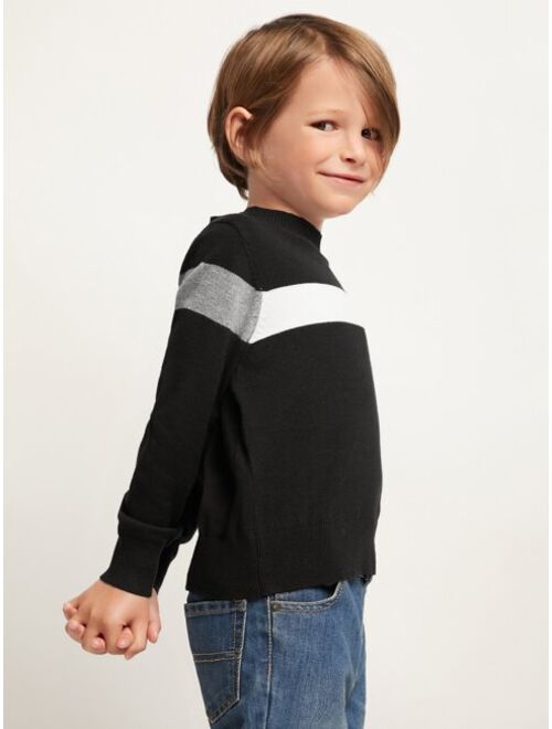 SHEIN Toddler Boys Cut And Sew Sweater
