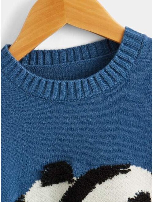 SHEIN Toddler Boys Panda Pattern Sweater