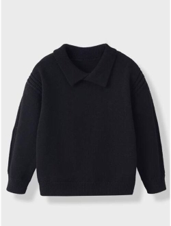 Toddler Boys Solid Collared Sweater