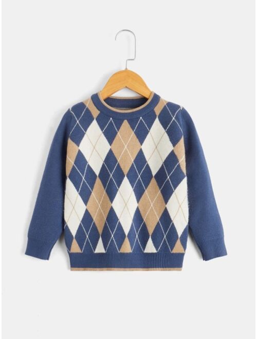 Shein Toddler Boys Argyle Pattern Sweater