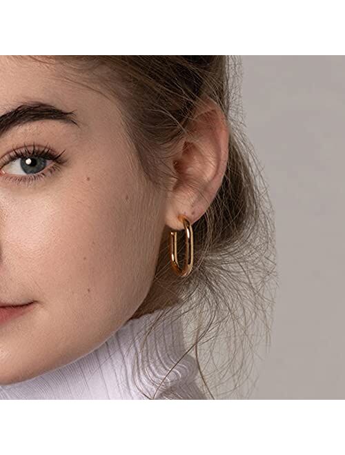 CARITATE Gold Hoop Earrings For Women(2 PAIRS), Chunky Gold Hoop Earrings For Women Trendy, 14K Gold Hypoallergenic Earrings, Lightweight Gold Huggie Hoop Earrings Sets F