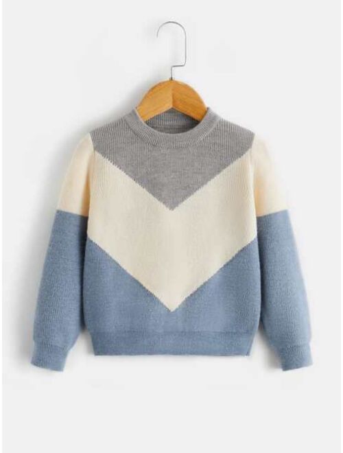 SHEIN Toddler Boys Chevron Pattern Sweater