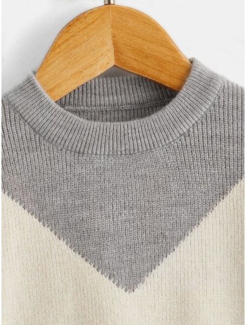 SHEIN Toddler Boys Chevron Pattern Sweater