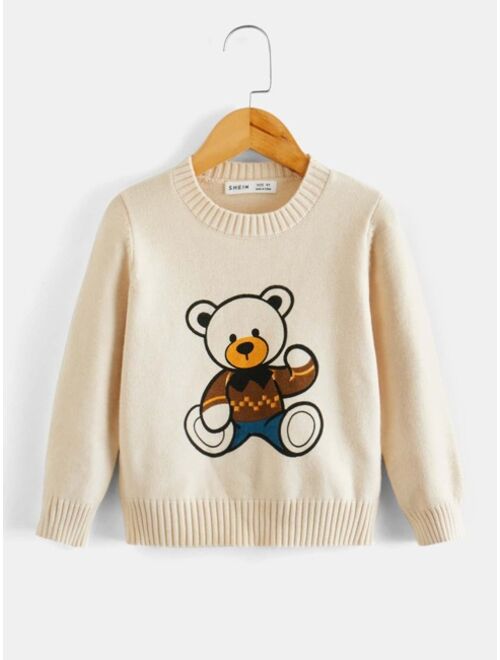 SHEIN Toddler Boys Bear Pattern Sweater
