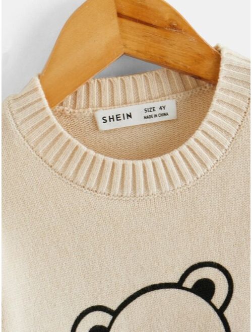 SHEIN Toddler Boys Bear Pattern Sweater