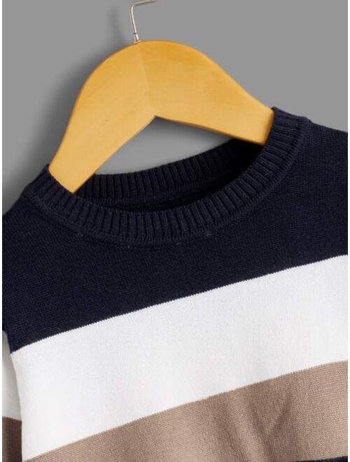 SHEIN Toddler Boys Color Block Sweater
