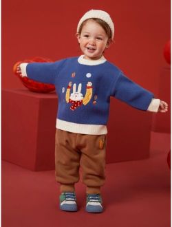 Toddler Boys Cartoon Embroidery Sweater