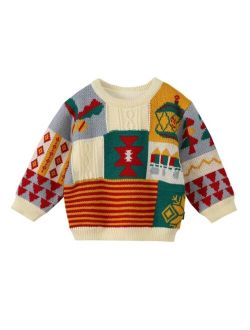 Toddler Boys 1pc Geo Pattern Drop Shoulder Sweater