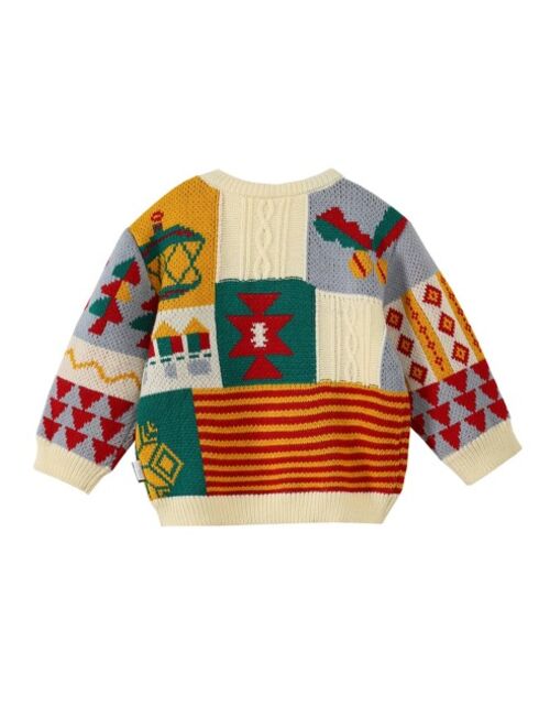 Shein Toddler Boys 1pc Geo Pattern Drop Shoulder Sweater