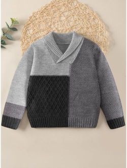 Toddler Boys Color Block Textured Knit Sweater