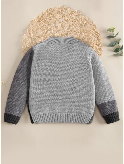 Shein Toddler Boys Color Block Textured Knit Sweater