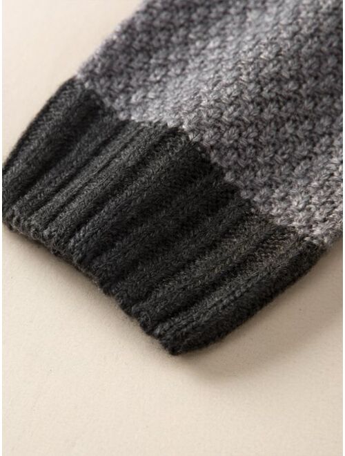 Shein Toddler Boys Color Block Textured Knit Sweater