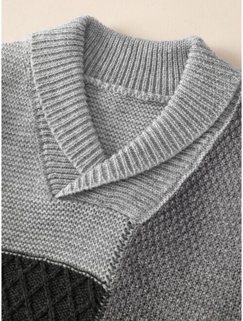 Shein Toddler Boys Color Block Textured Knit Sweater