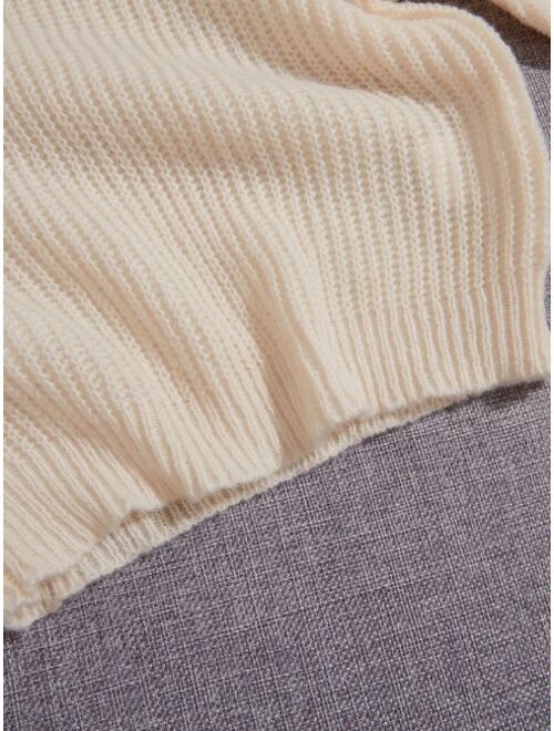 SHEIN Toddler Boys Turtleneck Ribbed Knit Drop Shoulder Sweater
