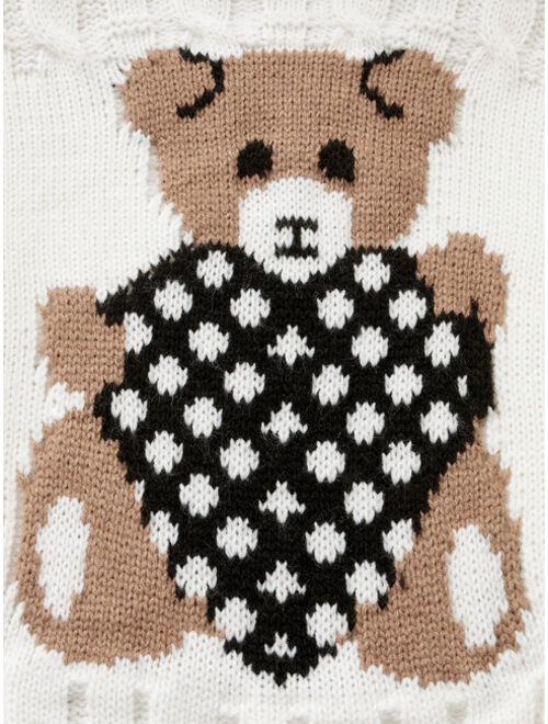 Shein Toddler Boys Bear Pattern Cable Knit Turtleneck Sweater