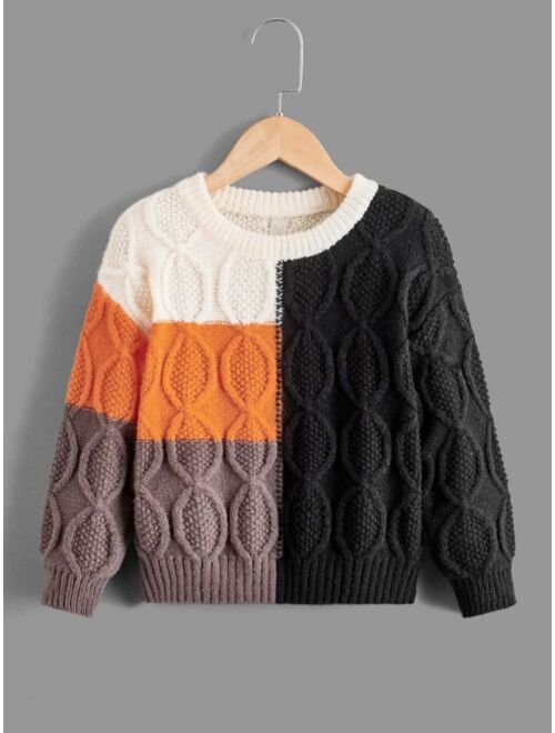 Shein Toddler Boys Colorblock Drop Shoulder Sweater