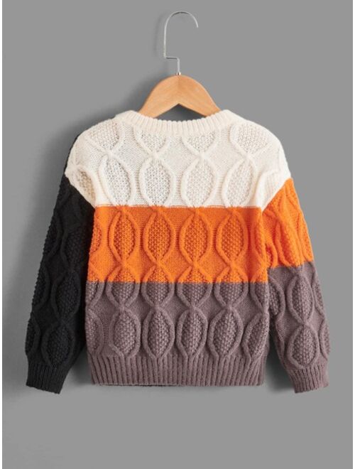 Shein Toddler Boys Colorblock Drop Shoulder Sweater
