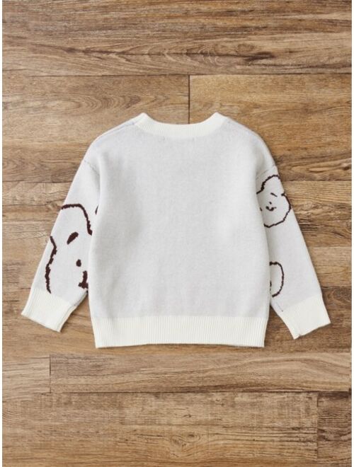 Shein Toddler Boys Letter Bear Pattern Sweater