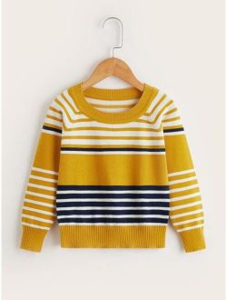 Toddler Boys Striped Raglan Sleeve Sweater
