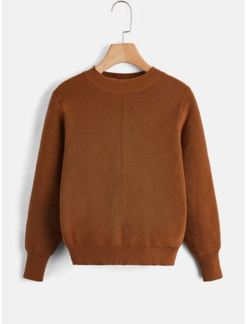 SHEIN Boys Solid Ribbed Knit Sweater
