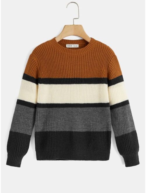 SHEIN Boys Colorblock Drop Shoulder Sweater