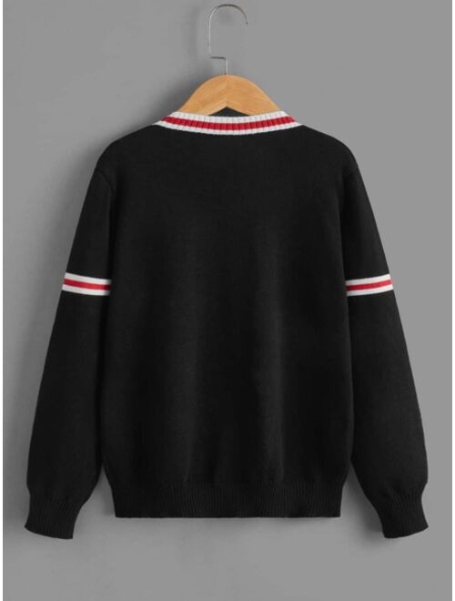 Shein Boys Contrast Trim Cardigan