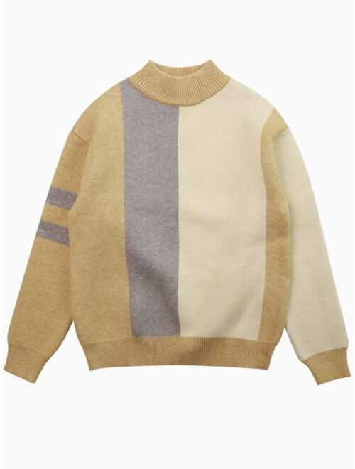 Shein Boys Colorblock Mock Neck Sweater